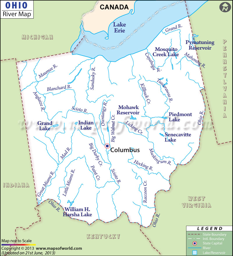 Ohio Rivers Map Rivers in Ohio