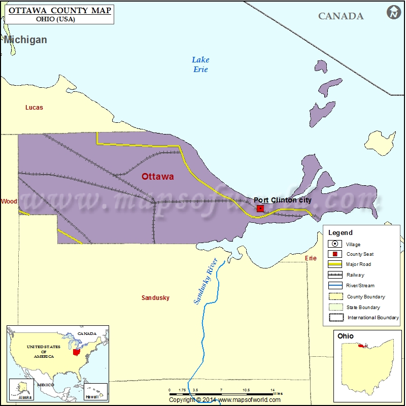 Ottawa OH County Map, Map of Ottawa County Ohio