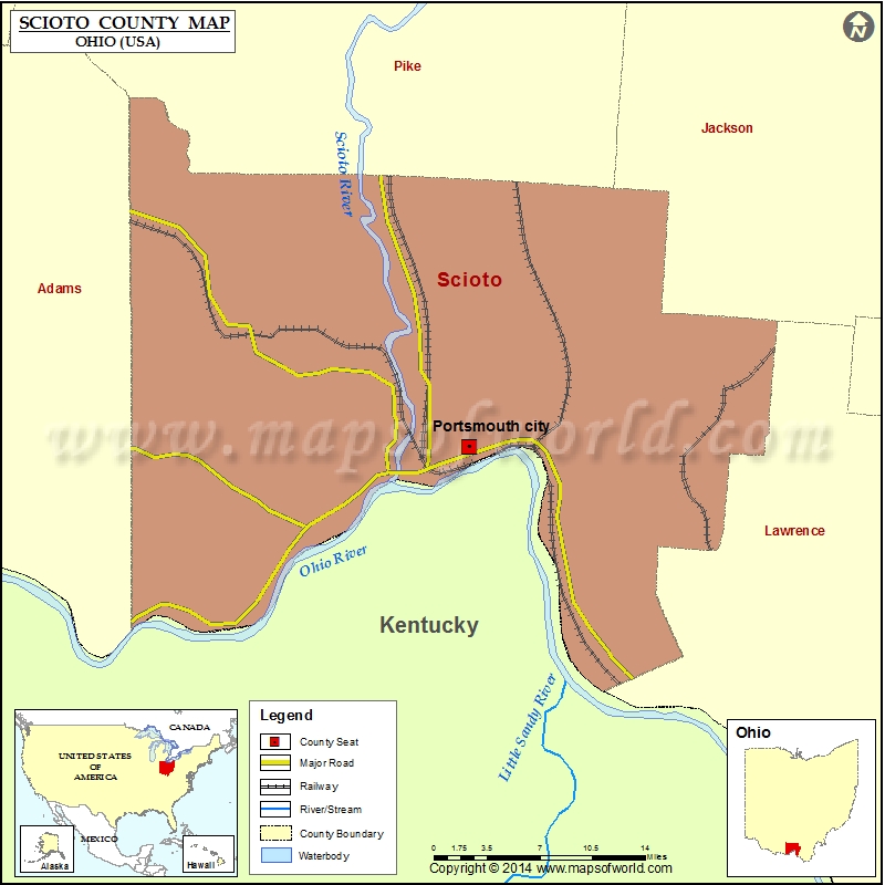 Scioto County Map, Scioto County Ohio