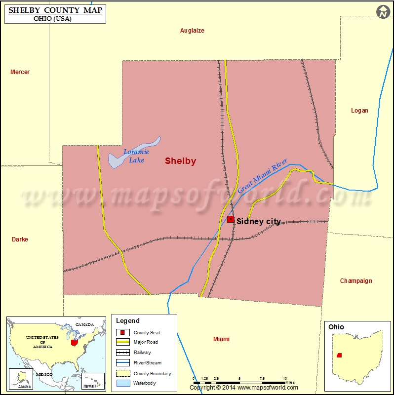 Shelby County Map, Shelby County Ohio