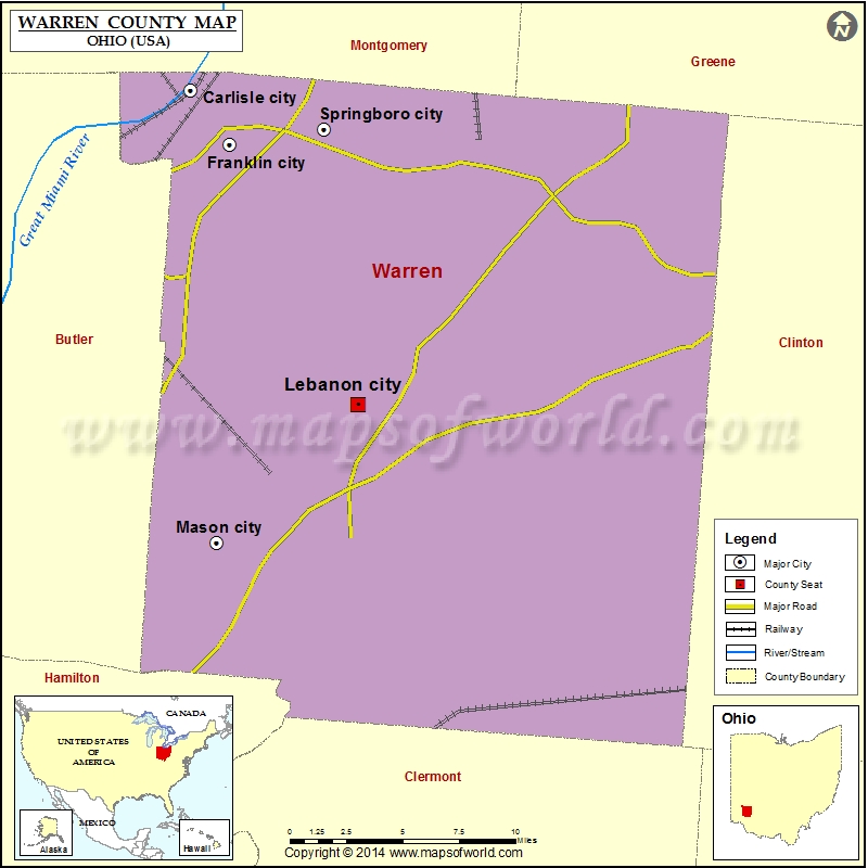Warren County Map, Map of Warren County Ohio