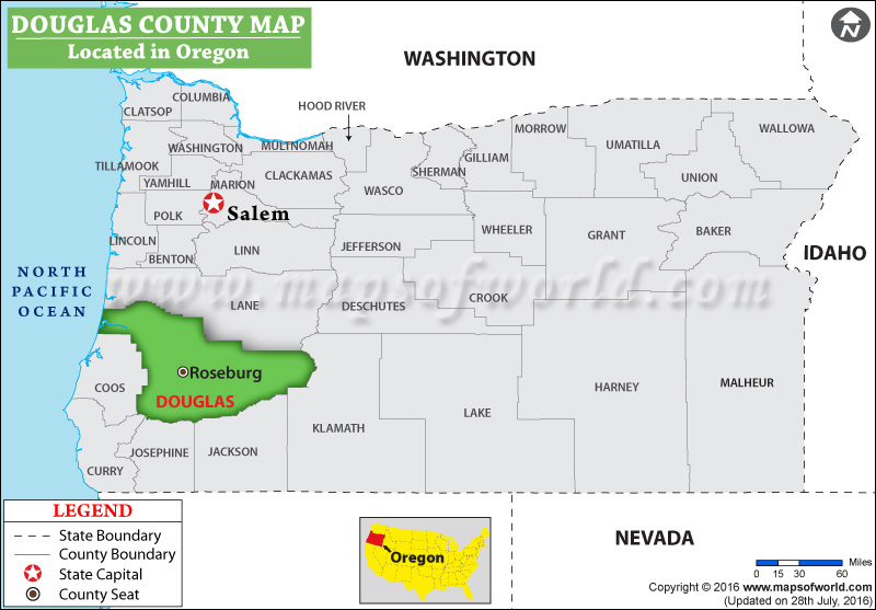 Douglas County Map, Oregon