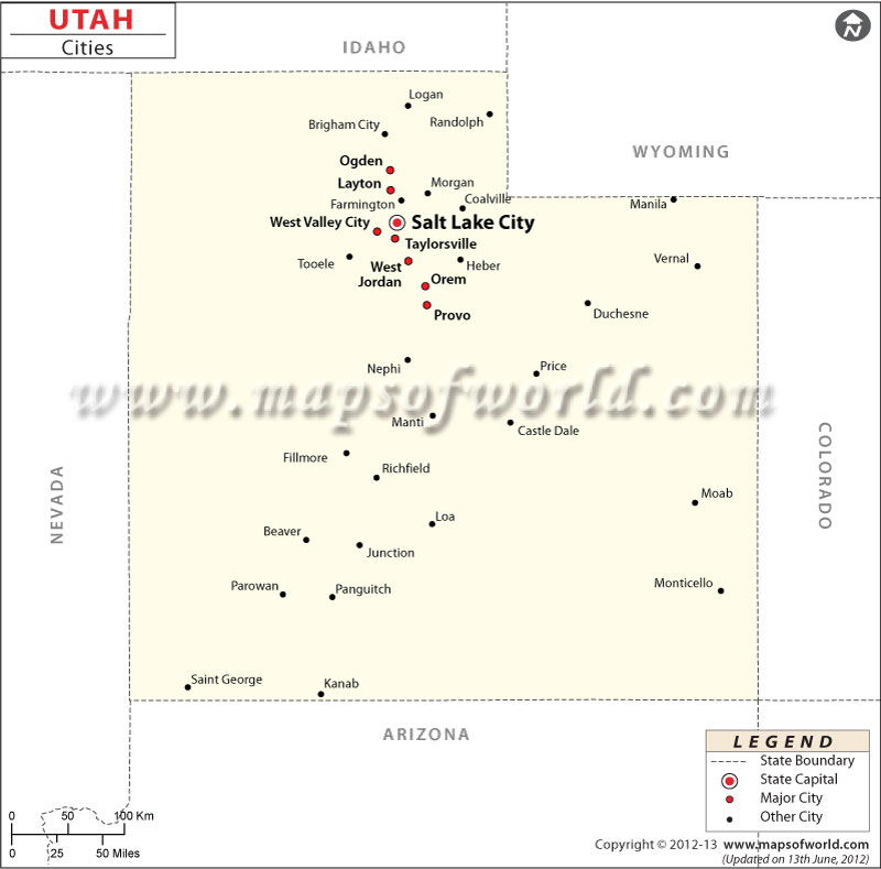 Map of Utah Cities Map of Utah with Cities