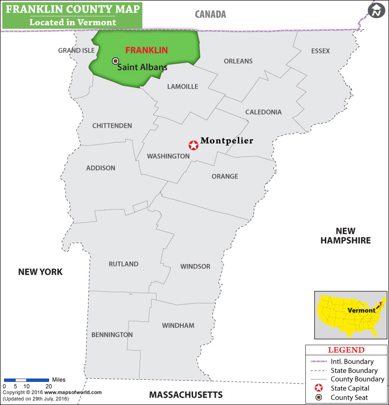 Franklin County Map, Vermont