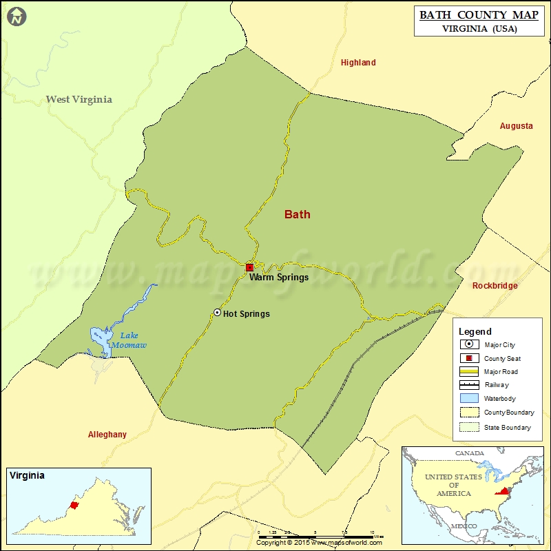 Bath County Map, Virginia