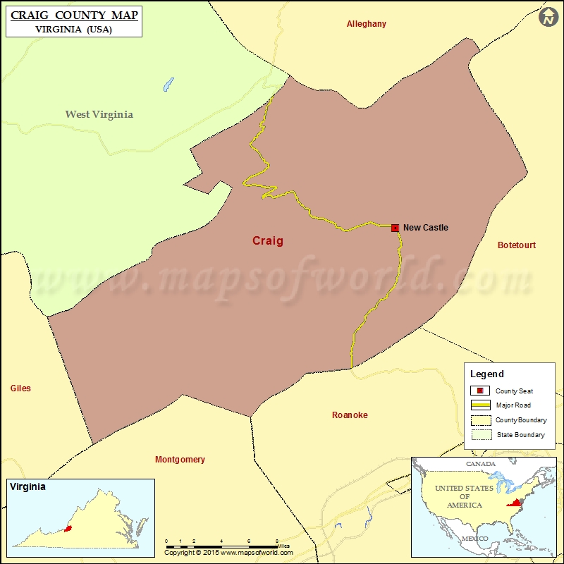 Craig County Map, Virginia