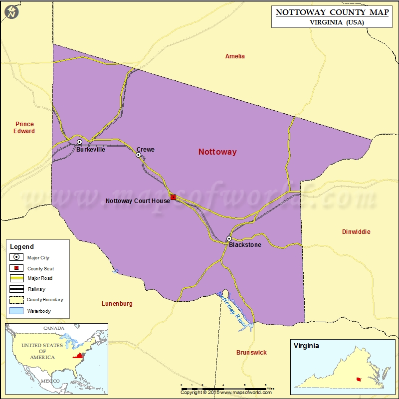 Nottoway County Map, Virginia