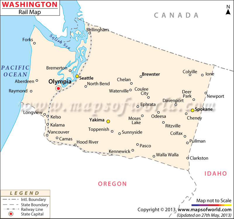 Washington State Rail Map Train Route, Washington Railroads