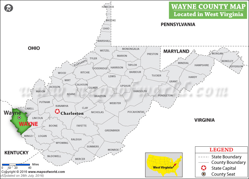 Wayne County Map, West Virginia