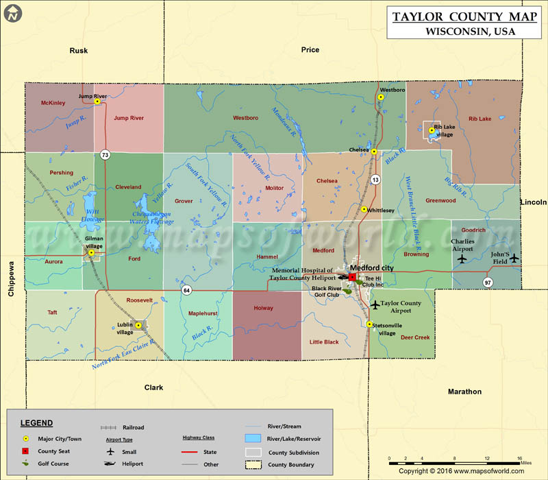 Taylor County Map, Wisconsin