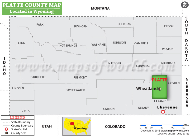 Platte County Map, Wyoming