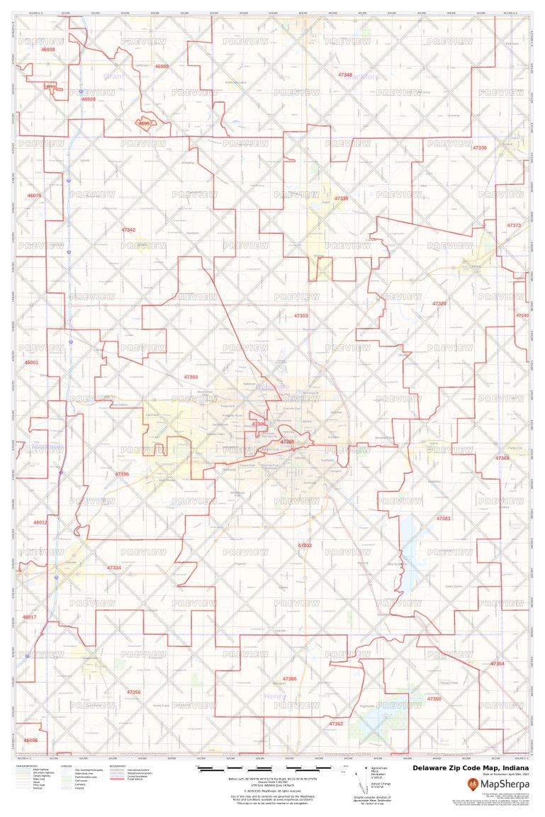 Delaware Zip Code Map, Indiana Delaware County Zip Codes