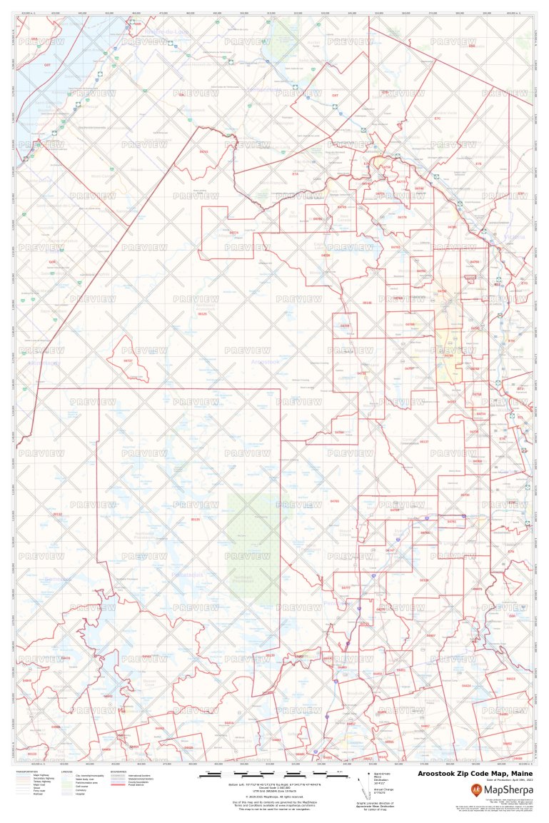 Aroostook Zip Code Map, Maine Aroostook County Zip Codes