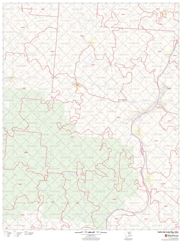 Gallia Zip Code Map, Ohio Gallia County Zip Codes