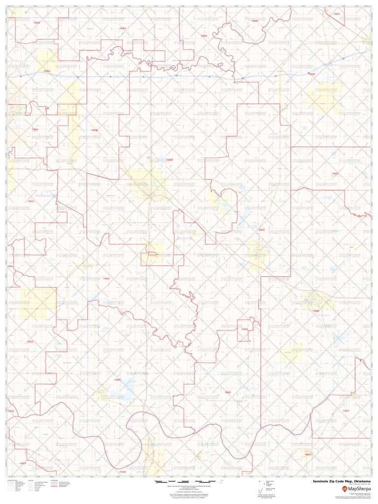 Seminole Zip Code Map, Oklahoma Seminole County Zip Codes