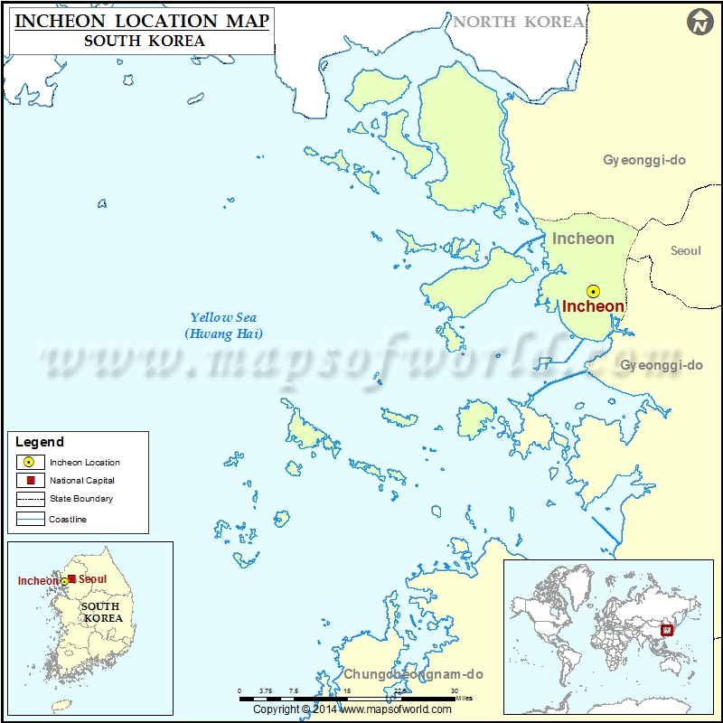 Where is Incheon Location of Incheon in South Korea Map