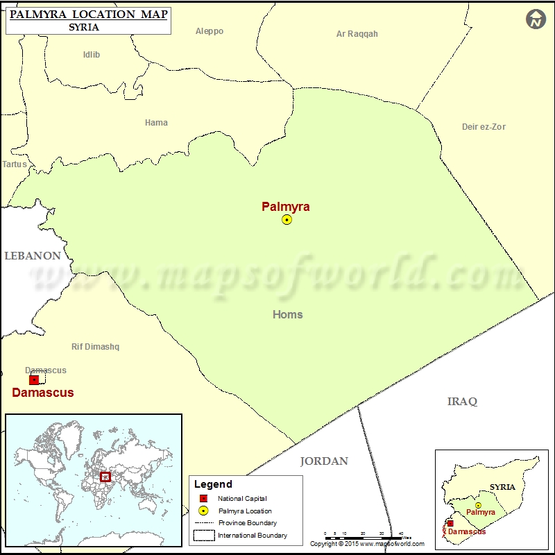 Where is Palmyra? Location of Palmyra in Syria Map