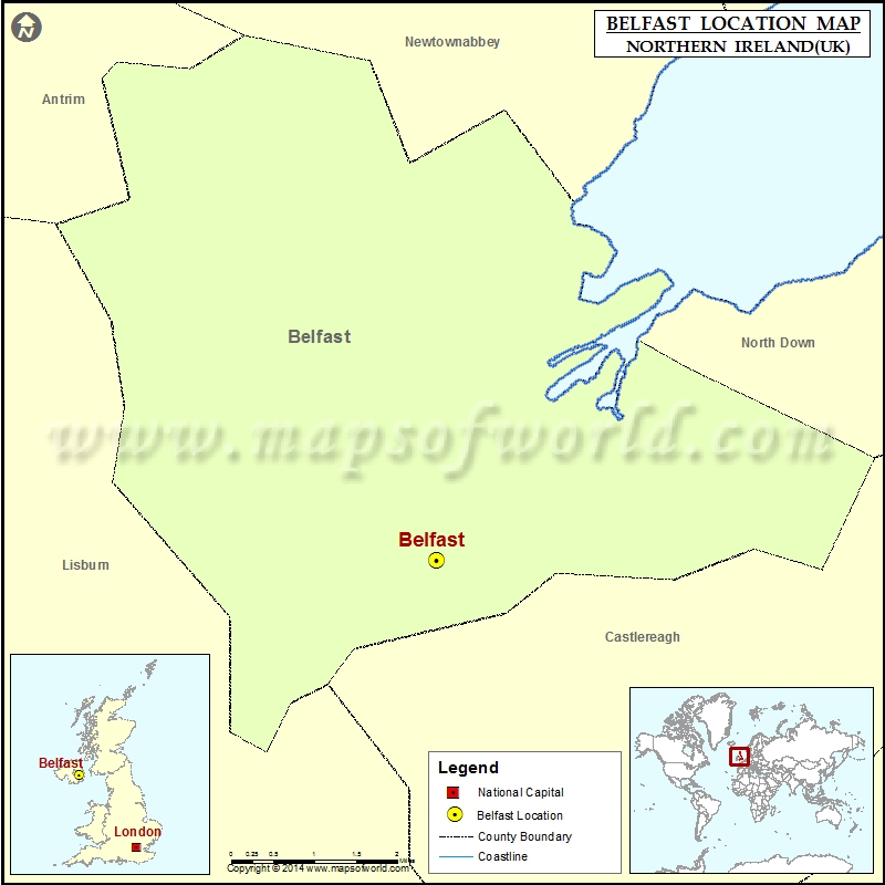 Where is Belfast Location of Belfast in Northern Ireland Map
