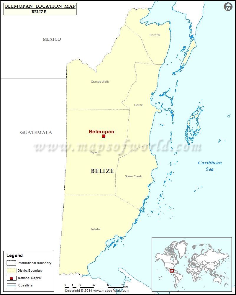 Where is Belmopan Location of Belmopan in Belize Map
