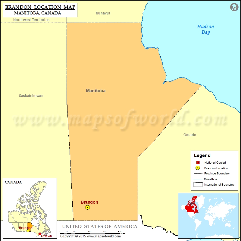 Where is Brandon Located in Canada Map