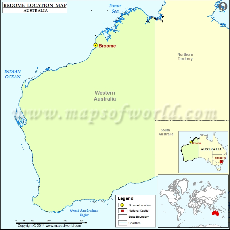 Where is Broome Location of Broome in Australia Map