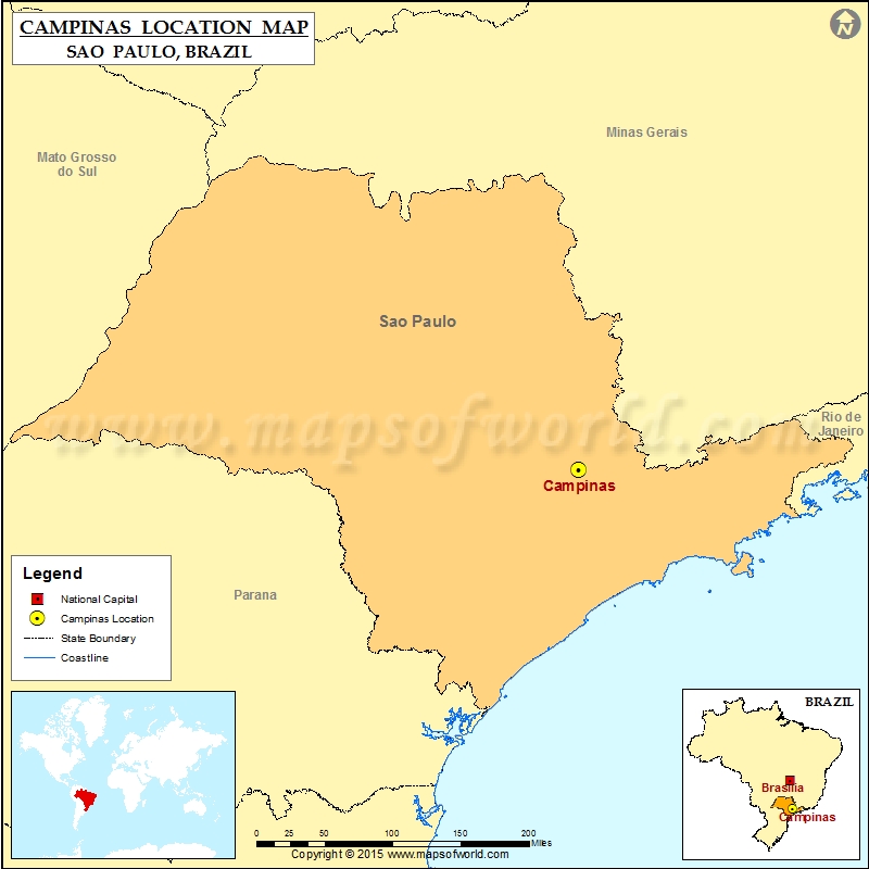 Where is Campinas Location of Campinas in Brazil Map