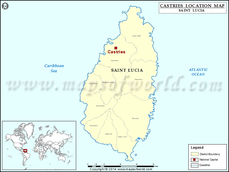 Where is Castries Location of Castries in Saint Lucia Map