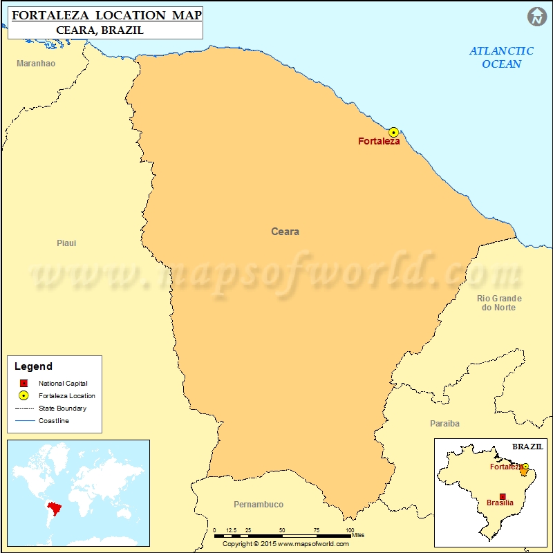 Where is Fortaleza Location of Fortaleza in Brazil Map