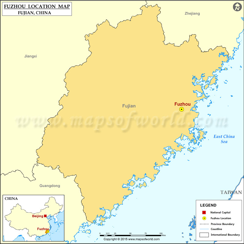 Where is Fuzhou Located, Location of Fuzhou in China Map