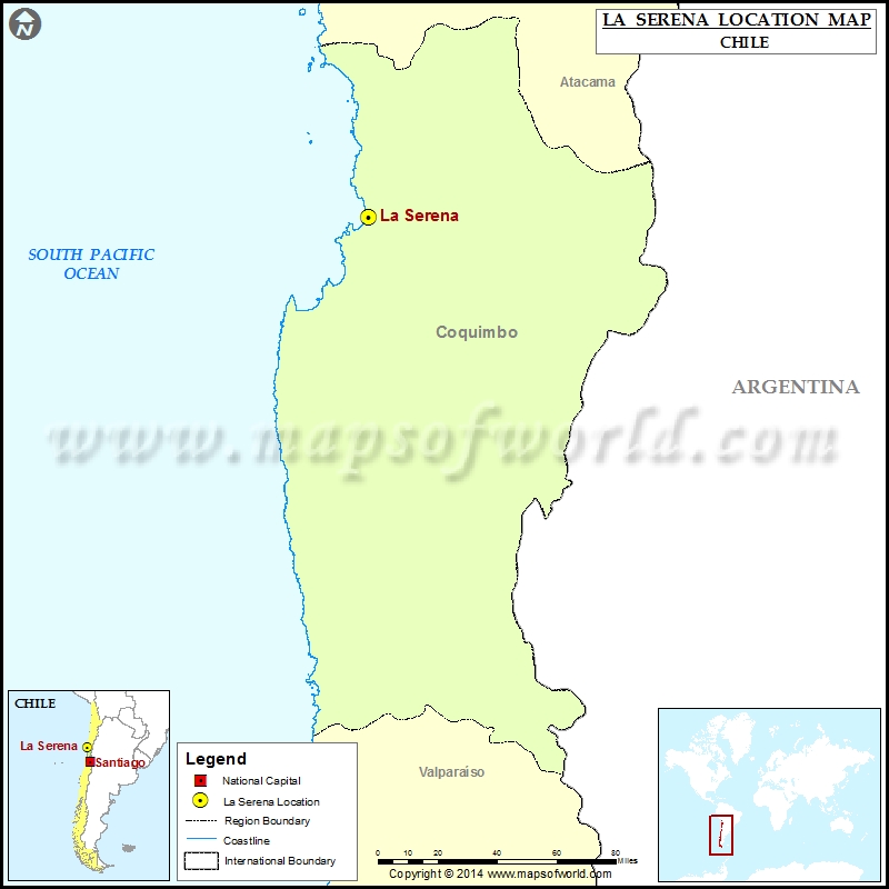 Where is La Serena Location of La Serena in Chile Map
