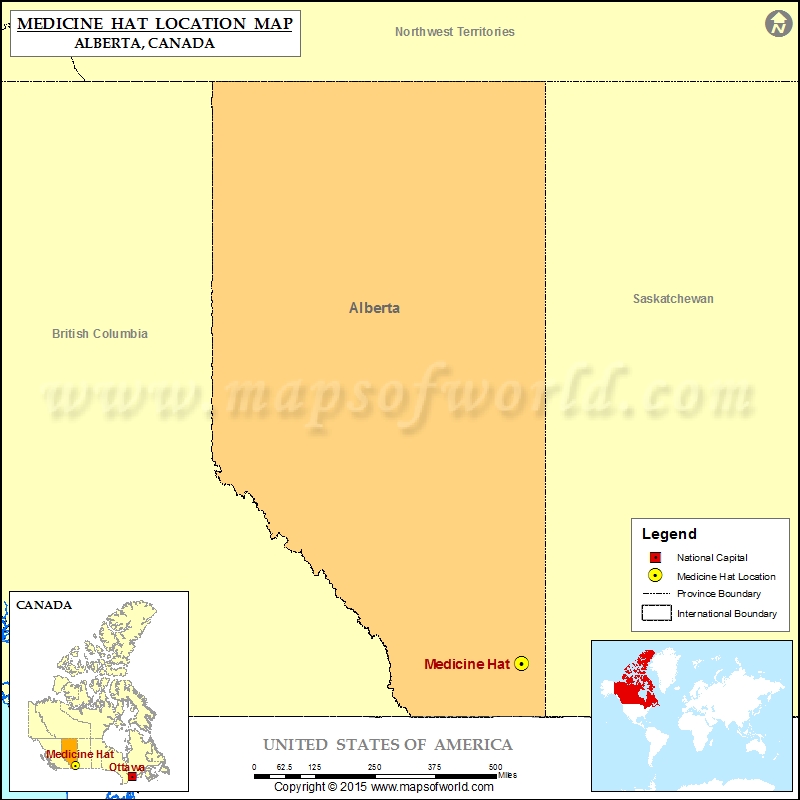 Where is Medicine Hat Located in Canada Map