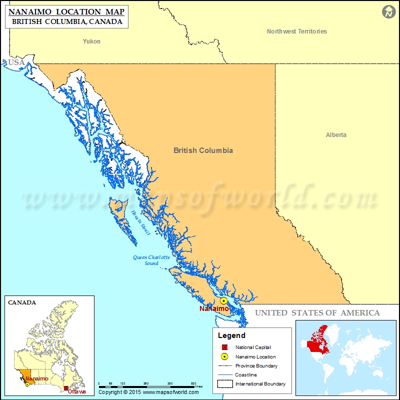 Where is Nanaimo Located in Canada Map