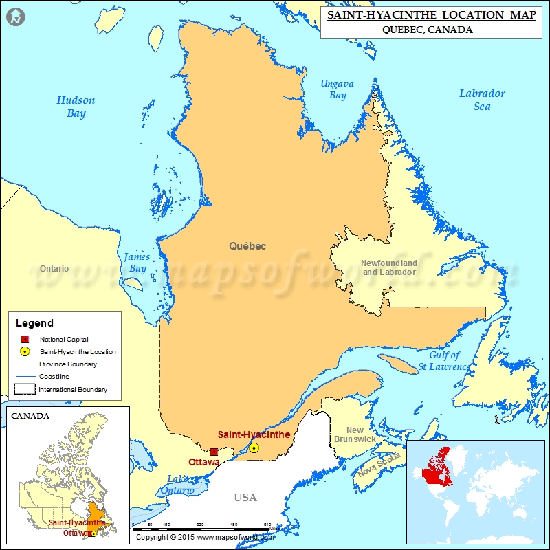 Where is SaintHyacinthe Located in Canada Map