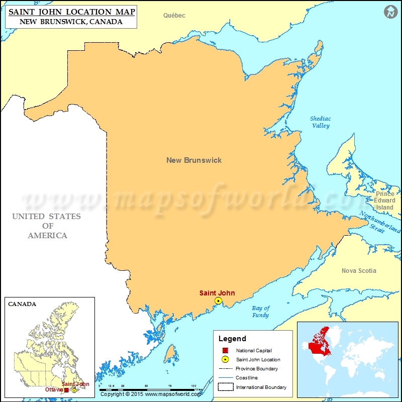Where is Saint John Located in Canada Map