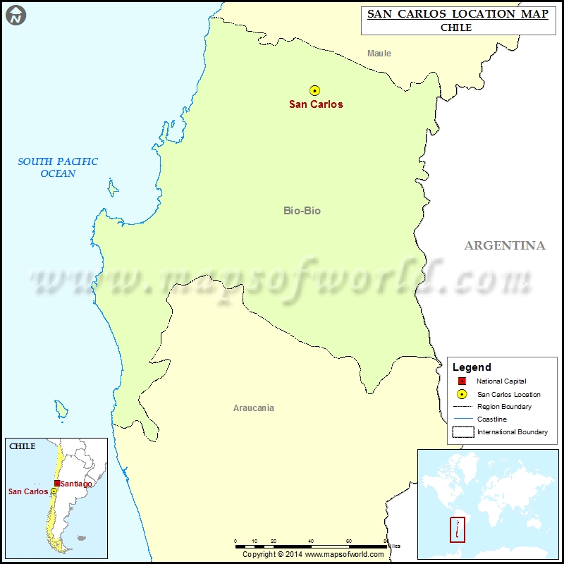 Where is San Carlos Location of San Carlos in Chile Map