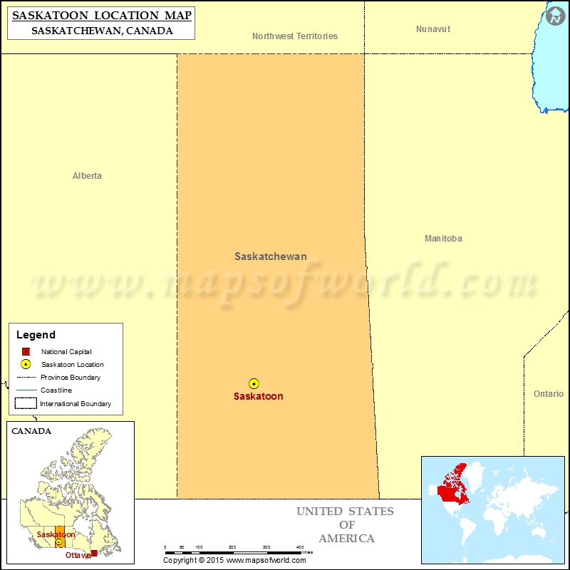 Where is Saskatoon Located in Canada Map