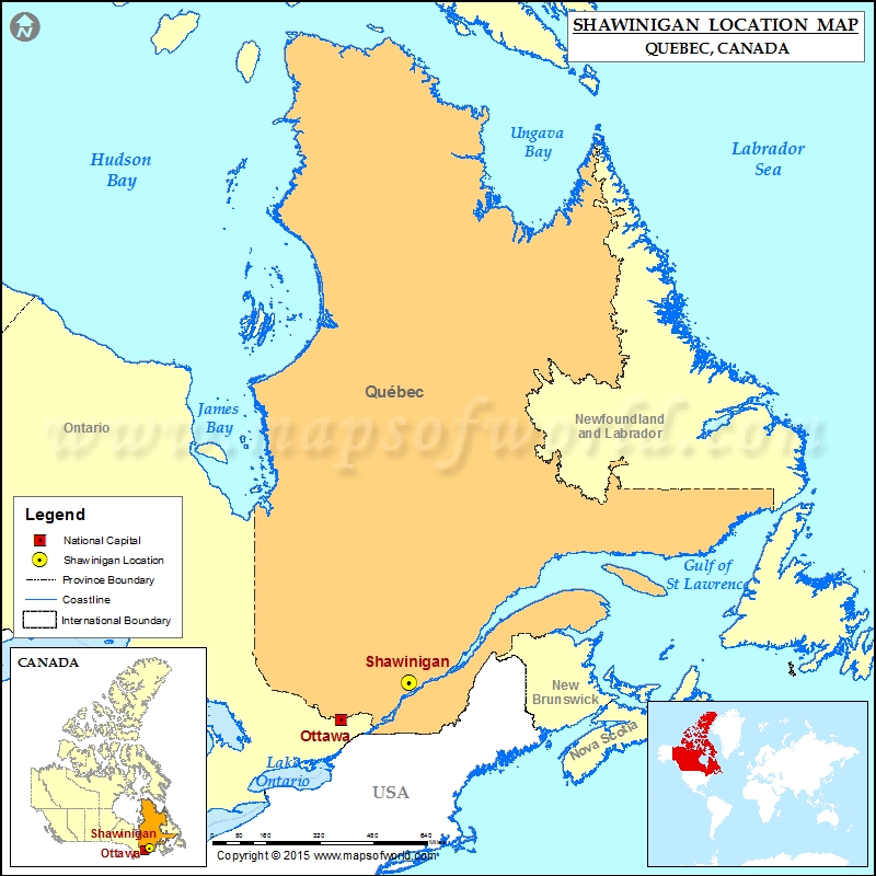 Where is Shawinigan Located in Canada Map