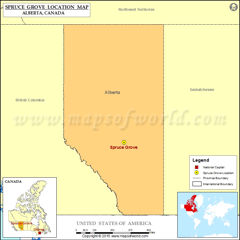 Where is Spruce Grove Located in Canada Map