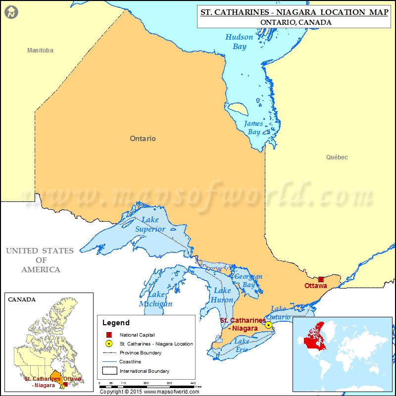 Where is St. Catharines Niagara Located in Canada Map