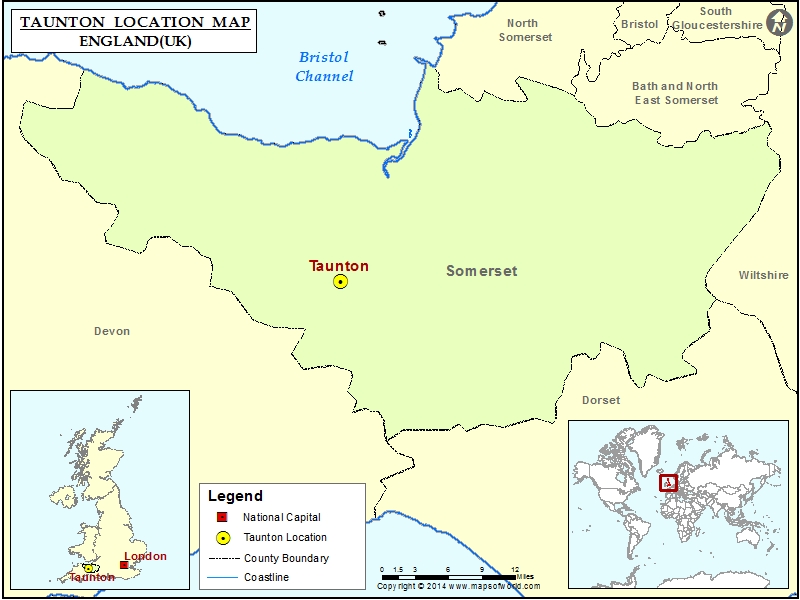 Where is Taunton Location of Taunton in England Map
