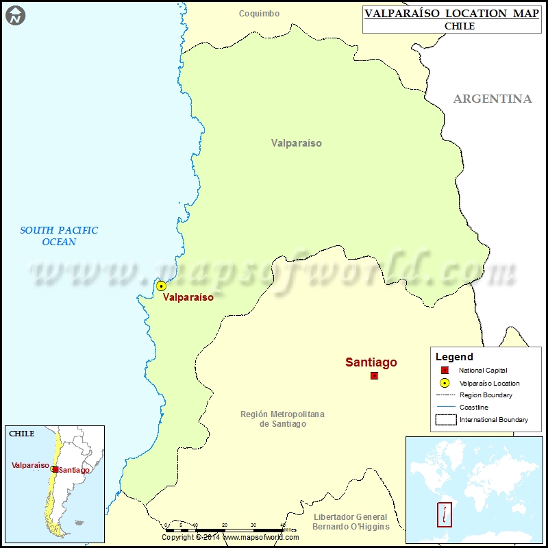 Where is Valparaiso Location of Valparaiso in Chile Map