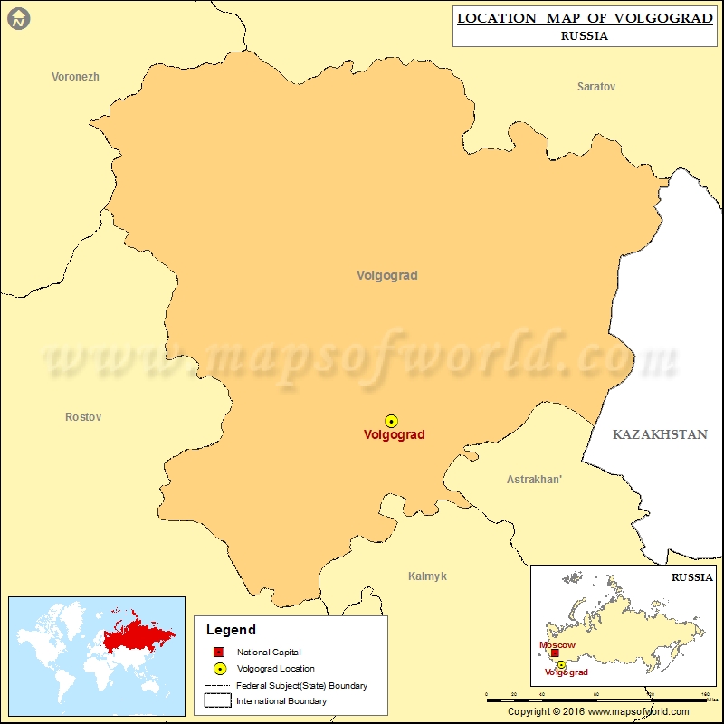 Where is Volgograd Location of Volgograd in Russia Map
