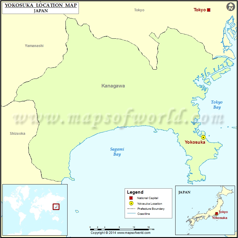 Where is Yokosuka Location of Yokosuka in Japan Map