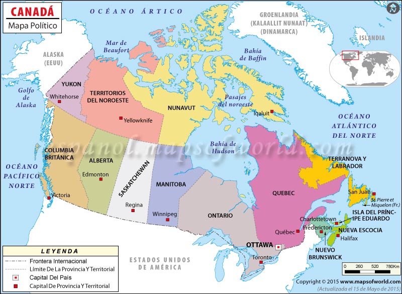 Mapa de Canada , Mapa Politico de Canada