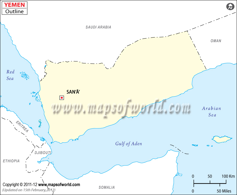 Yemen Map Outline Blank Map of Yemen