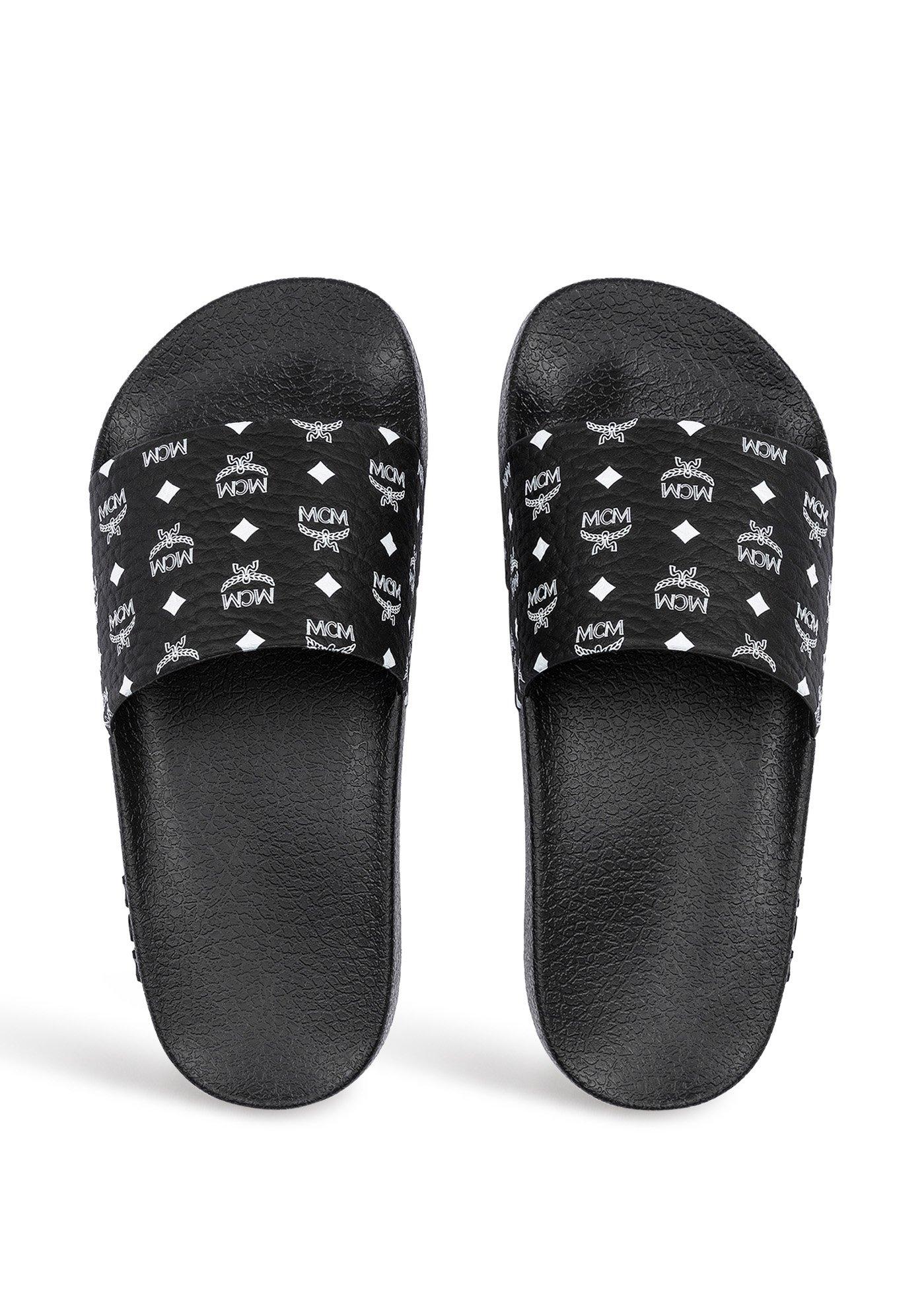 36 IT Women’s Monogram Print Rubber Slides Black MCM ®UK