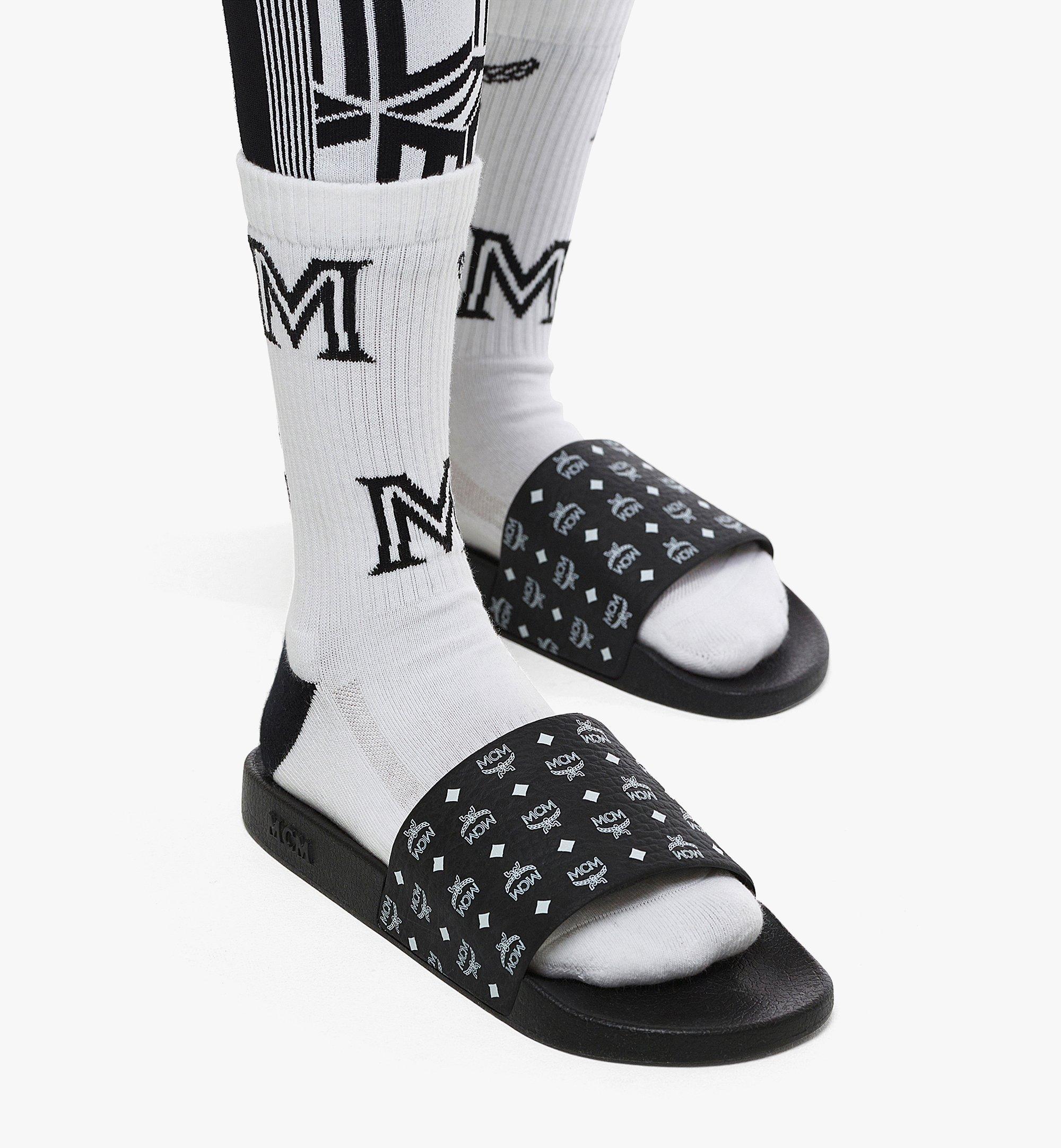 36 IT Women’s Monogram Print Rubber Slides Black MCM ®UK