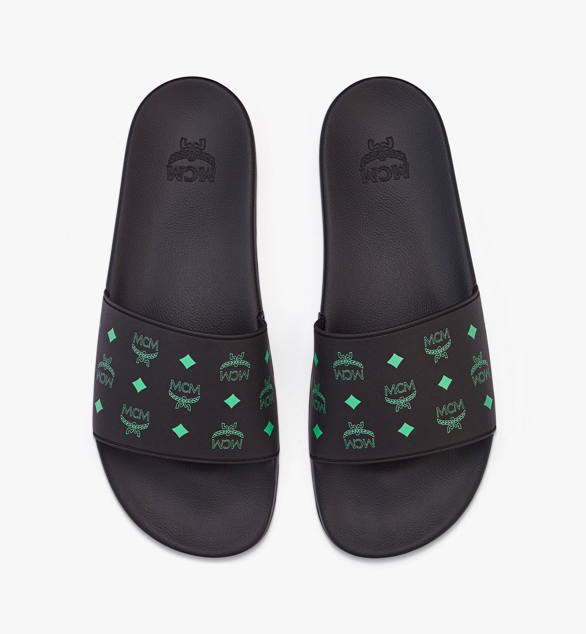 44 IT Men’s Color Splash Monogram Print Rubber Slides Green MCM ®TW