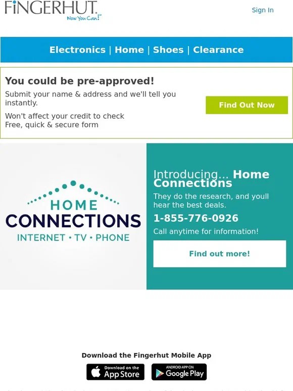 Fingerhut Fingerhut Introducing…Home Connections! Call and compare