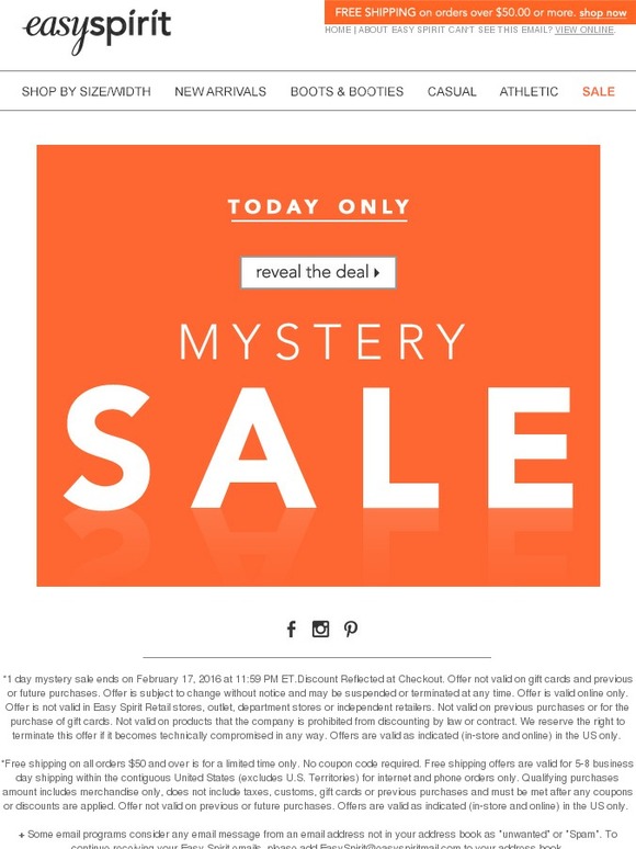 Easy Spirit Final Hours For 1Day Mystery Sale Milled